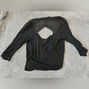 Heartloom Black 3/4 length sleeve Blouse with open back detail, size Small